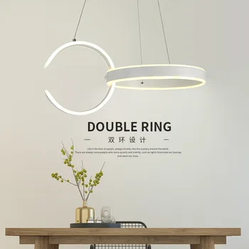 Модерен минималистичен ресторант полилей кръгова самоличността на креативната мода двоен пръстен ресторант led лампи