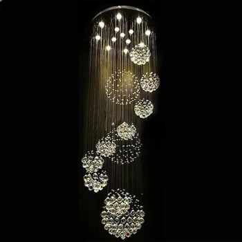 Кристален полилей Heet verkoopnieuwe spiraal LED kristallen kroonluchter K9 във фоайето на хола на стълбите
