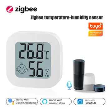 Sasha ZigBee Интелигентен Сензор за Температура И Влажност на въздуха LCD Дисплей за Наблюдение на Вътрешния Термометър Чрез Алекса Google Home Smartlife