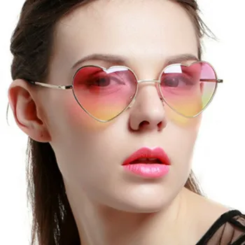 20 цвята Метална Дограма във Формата На Сърце Слънчеви Очила Дамски Прозрачни Вечерни Евтини Слънчеви Очила За Жени Розов Жълт UV400