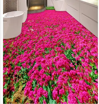 3d индивидуални тапети За Декориране на дома Цветя Тоалетни Баня Спалня 3D Пол pvc самозалепващи се тапети